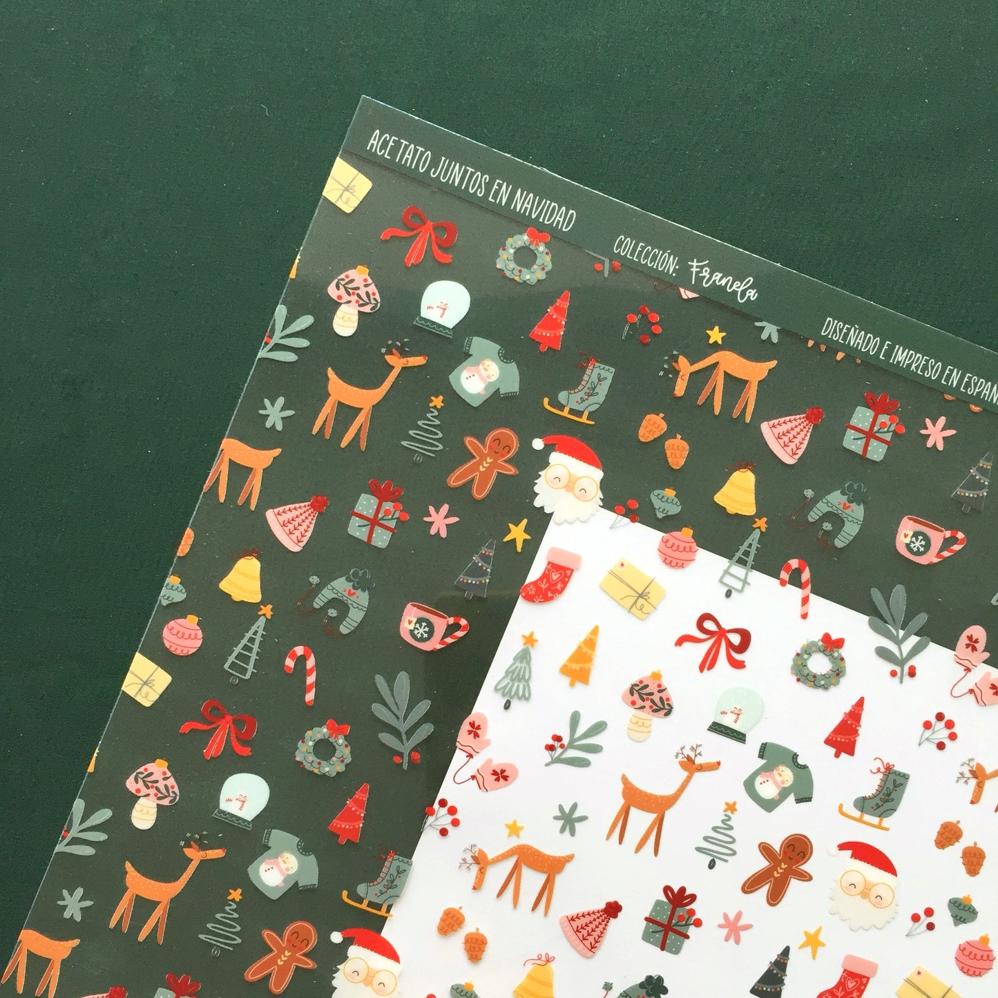 ACETATO JUNTOS EN NAVIDAD - FRANELA - SCRAPBOOKING