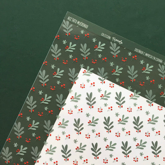 ACETATO MUÉRDAGO - FRANELA - SCRAPBOOKING