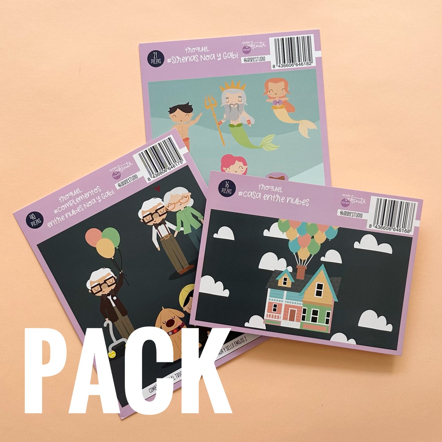 PACK 3 TROQUELES ENTRE NUBES Y SIRENAS - COL. INFINITA - SCRAPBOOKING