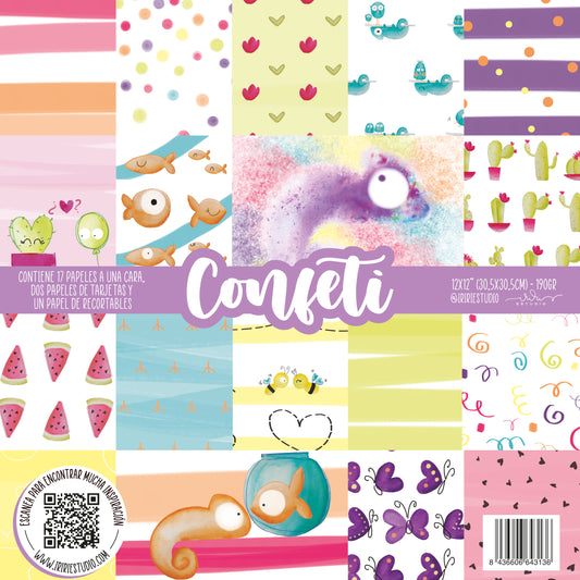 KIT 20 PAPELES CONFETI 12X12" - REPO BAJO PEDIDO - SCRAPBOOKING