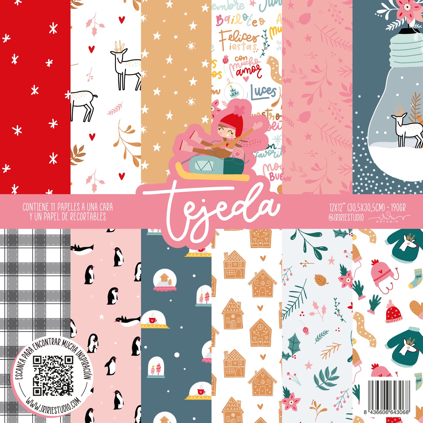 KIT 12 PAPELES TEJEDA 12X12" - SCRAPBOOKING