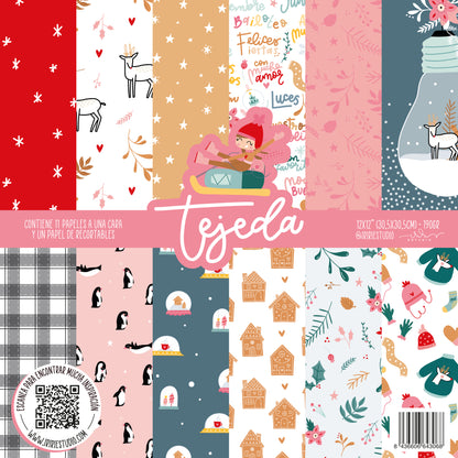 KIT 12 PAPELES TEJEDA 12X12" - SCRAPBOOKING