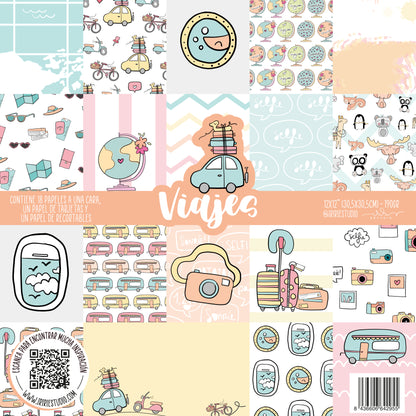 KIT 20 PAPELES VIAJES 12X12" - REPO BAJO PEDIDO - SCRAPBOOKING