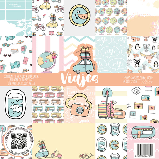 KIT 20 PAPELES VIAJES 12X12" - REPO BAJO PEDIDO - SCRAPBOOKING