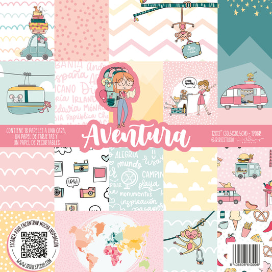 KIT 20 PAPELES AVENTURA 12X12" - REPO BAJO PEDIDO - SCRAPBOOKING