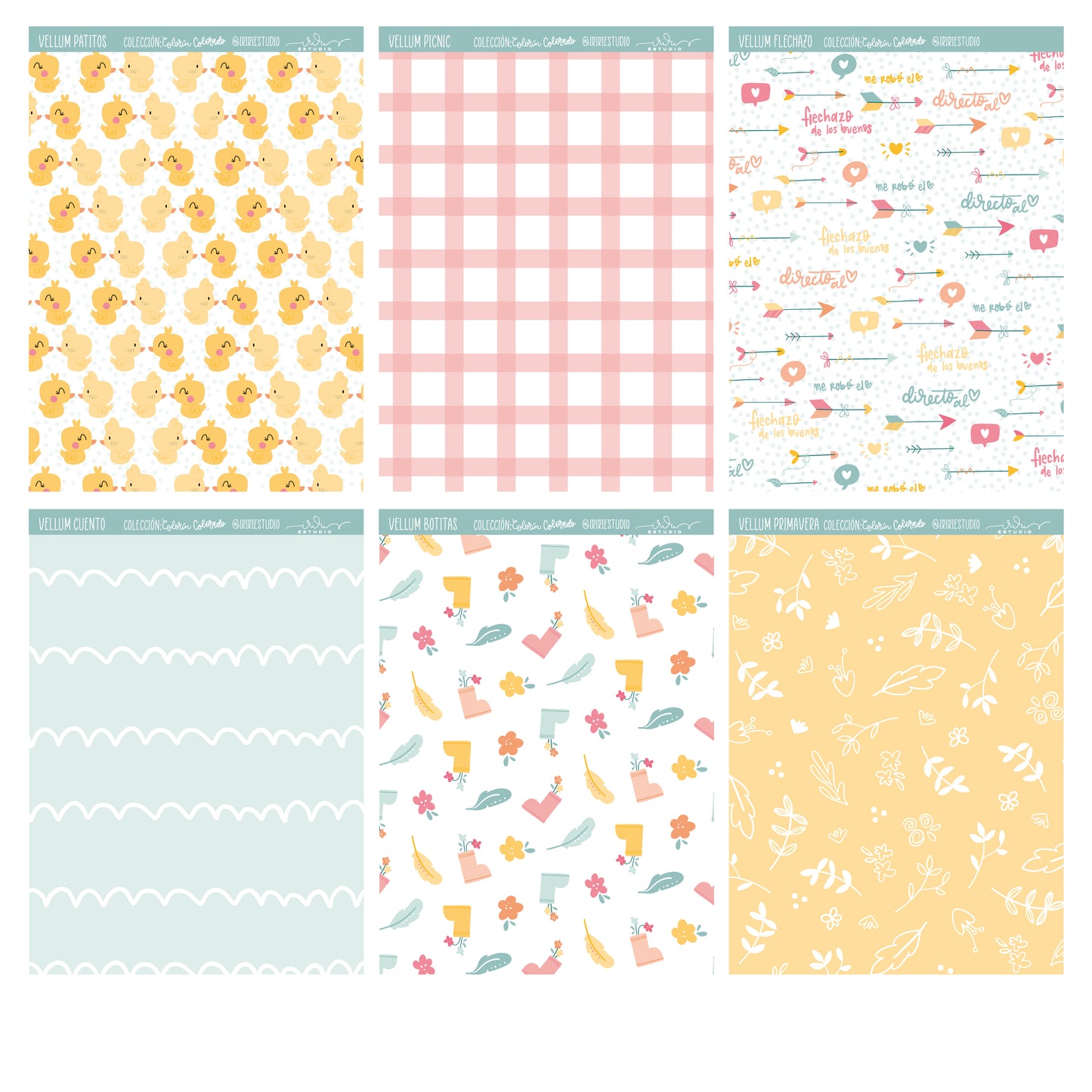 PACK 6 VELLUMS COLORÍN COLORADO - SCRAPBOOKING