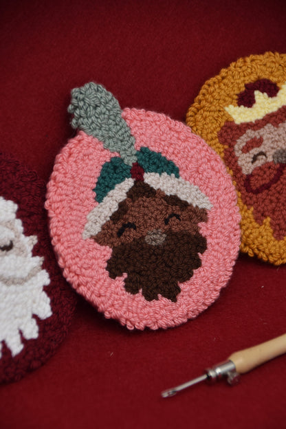 RESERVA PACK 2 KITS PUNCHI CON AGUJA (REYES MAGOS Y NOEL) - COLEC. FRANELA - PUNCH NEEDLE - BORDADO MÁGICO