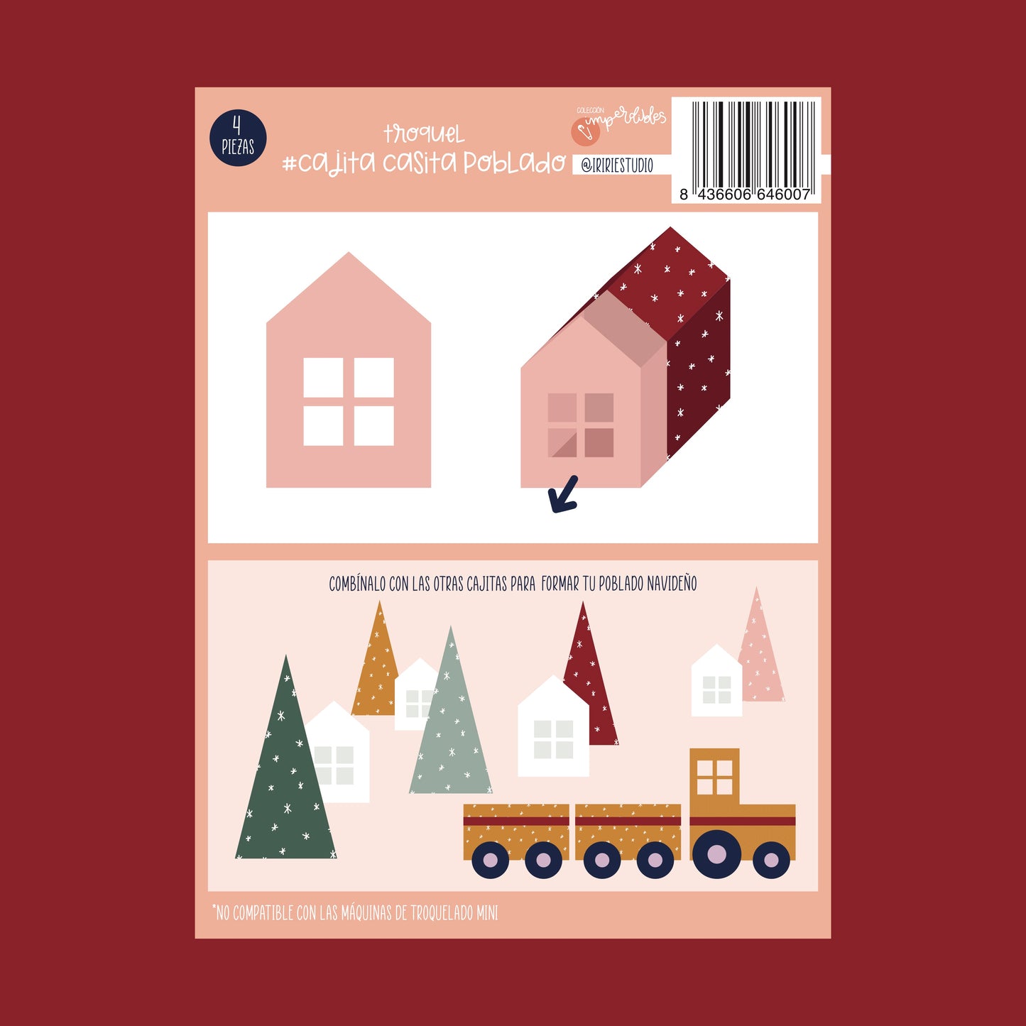 RESERVA TROQUEL CAJITA CASA POBLADO - FRANELA - IMPERDIBLES - SCRAPBOOKING