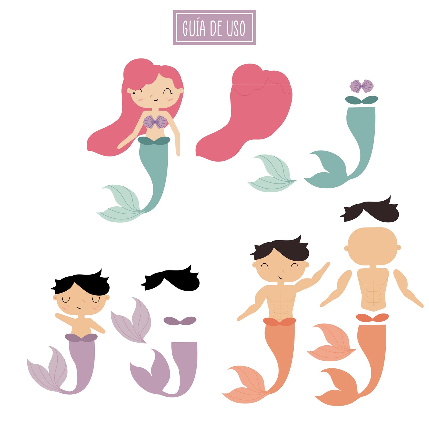 TROQUEL SIRENAS NOA Y GABI - COL. INFINITA - SCRAPBOOKING