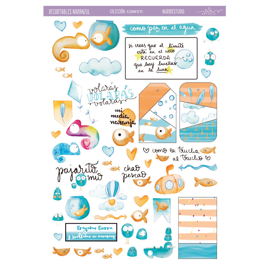 RECORTABLES NARANZUL - CONFETI  - (NO SON DIE CUTS ) - SCRAPBOOKING