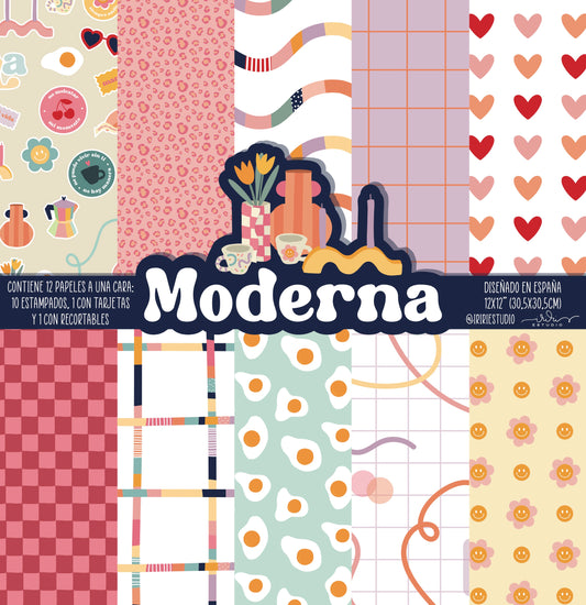 RESERVA KIT 12 PAPELES MODERNA - 12X12" 1 CARA - REPO BAJO PEDIDO - SCRAPBOOKING