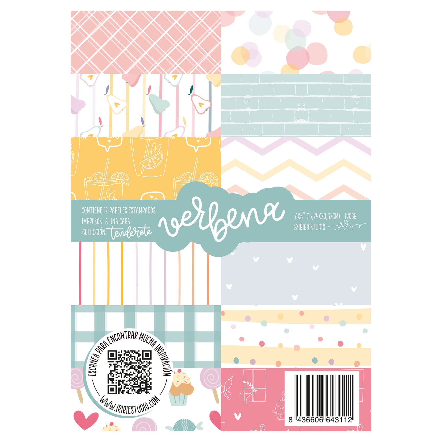 KIT 18 PAPELES VERBENA 6X8" - TENDERETE - REPO BAJO PEDIDO - SCRAPBOOKING