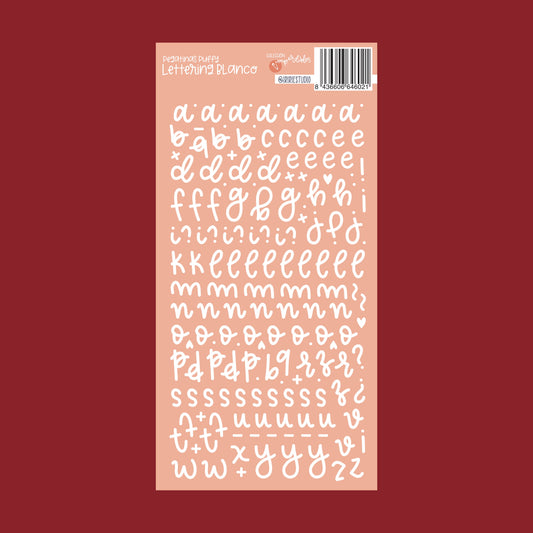 RESERVA PEGATINAS PUFFY LETTERING BLANCO - FRANELA - IMPERDIBLES - SCRAPBOOKING