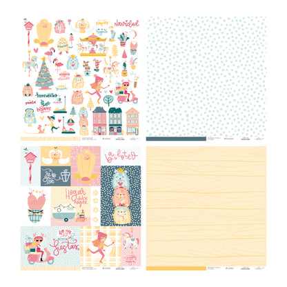 KIT 20 PAPELES HOHOLAND 12X12" UNA CARA- SCRAPBOOKING