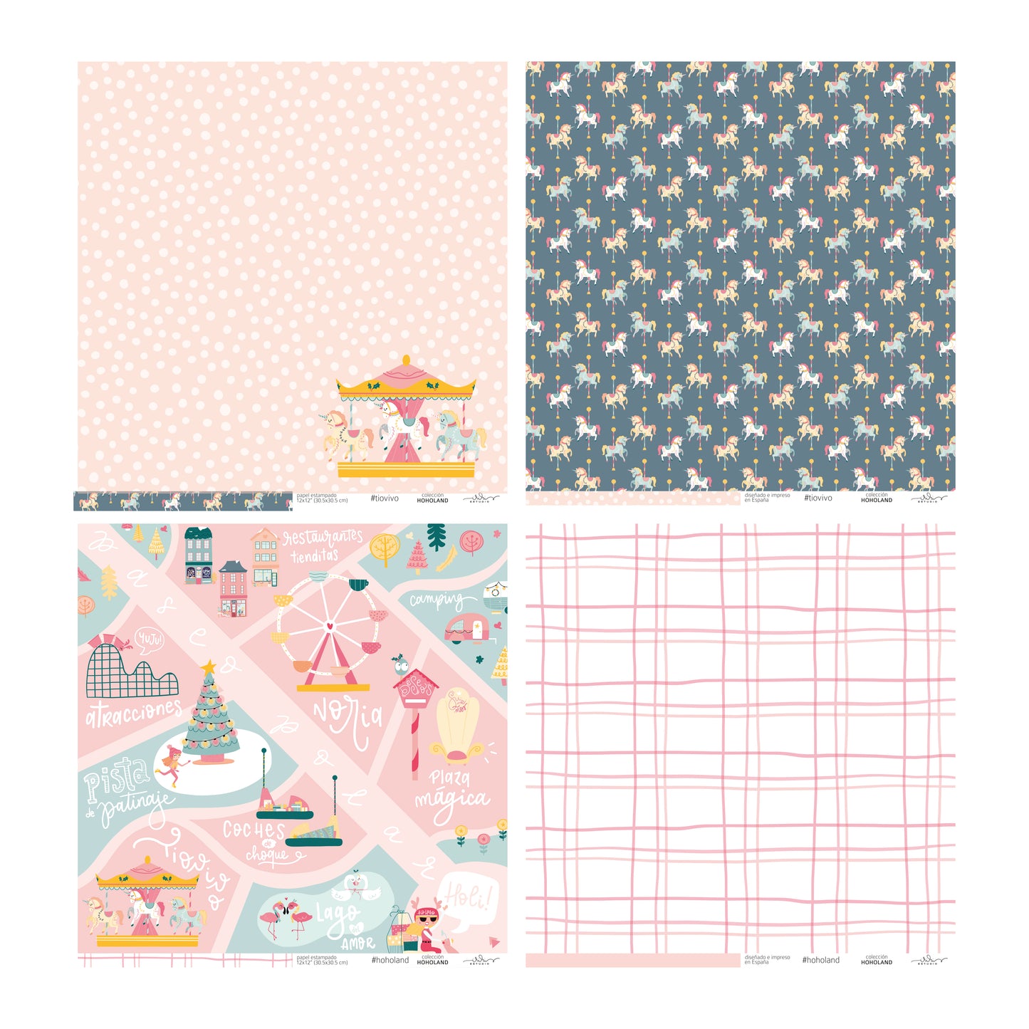 KIT 20 PAPELES HOHOLAND 12X12" UNA CARA- SCRAPBOOKING