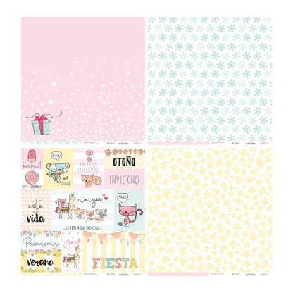KIT 20 PAPELES 4 ESTACIONES 12X12" - REPO BAJO PEDIDO - SCRAPBOOKING
