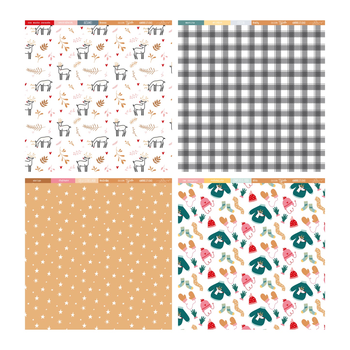 KIT 12 PAPELES TEJEDA 12X12" - SCRAPBOOKING