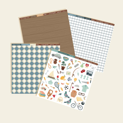 KIT 12 PAPELES ABUELO - 12x12" A 1 CARA - REPO BAJO PEDIDO - SCRAPBOOKING
