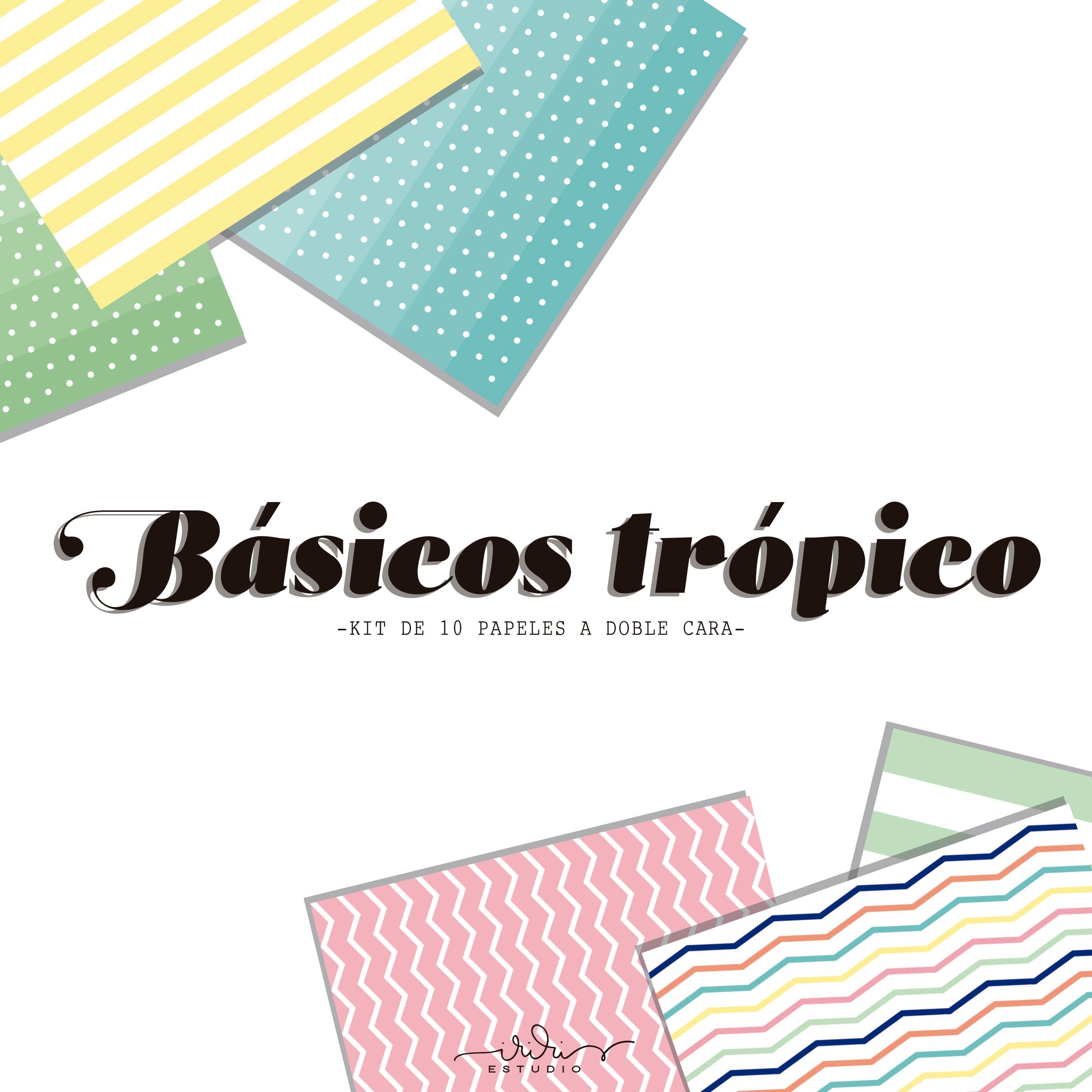 KIT 10 PAPELES BÁSICOS TRÓPICO - BÁSICOS SCRAPBOOKING