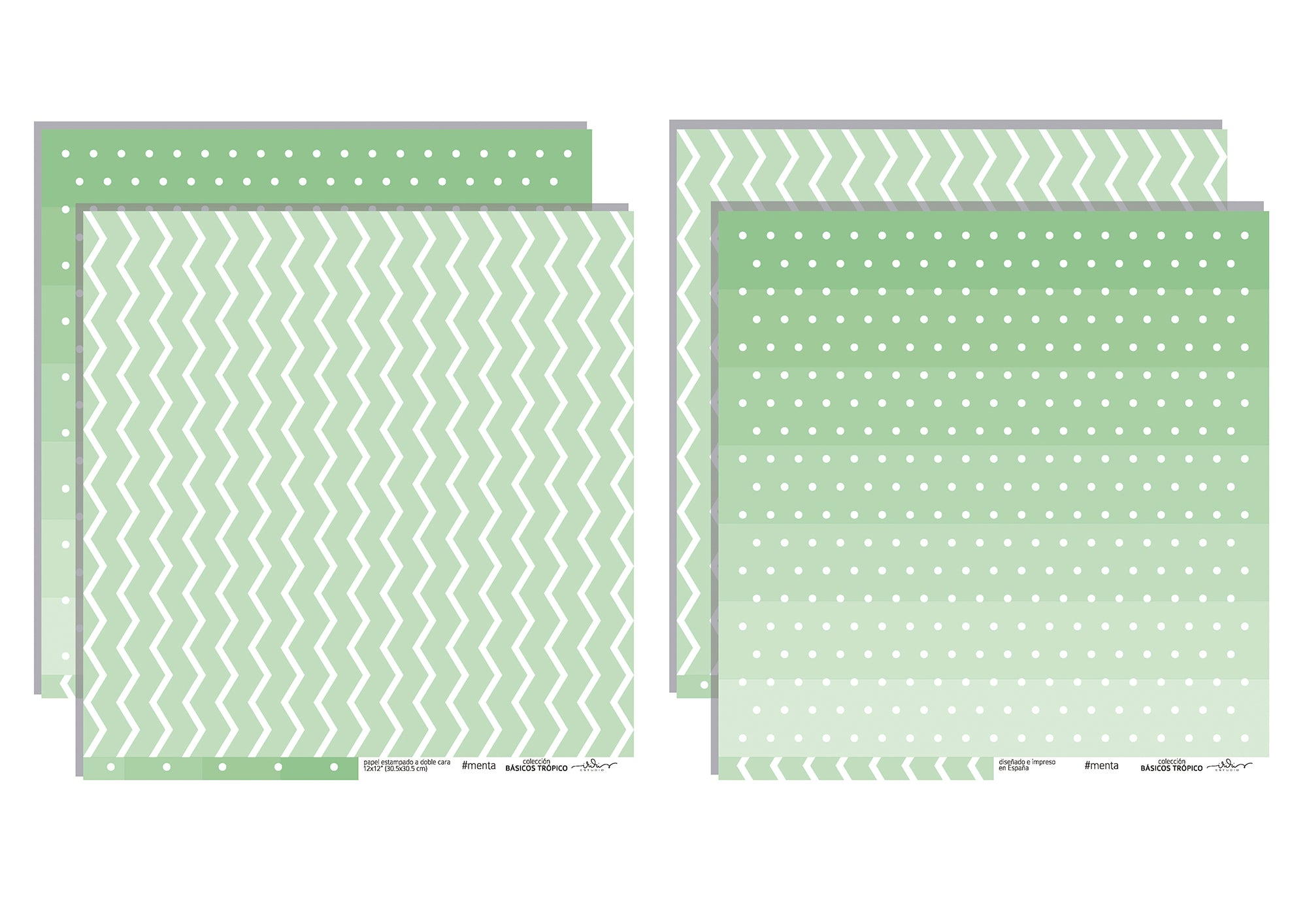 KIT 10 PAPELES BÁSICOS TRÓPICO - BÁSICOS SCRAPBOOKING