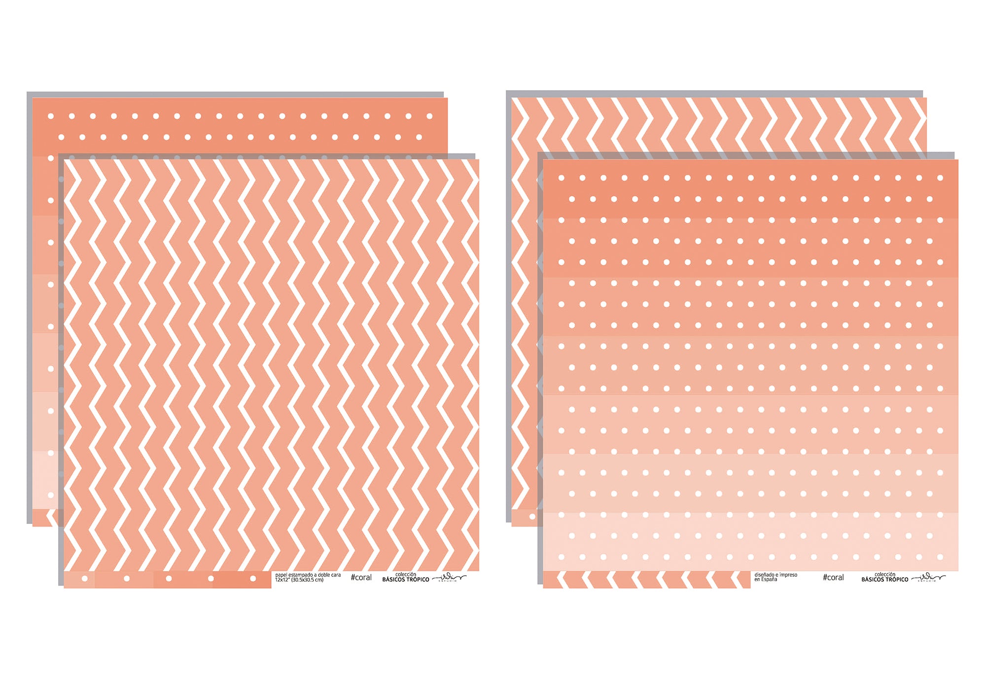 KIT 10 PAPELES BÁSICOS TRÓPICO - BÁSICOS SCRAPBOOKING
