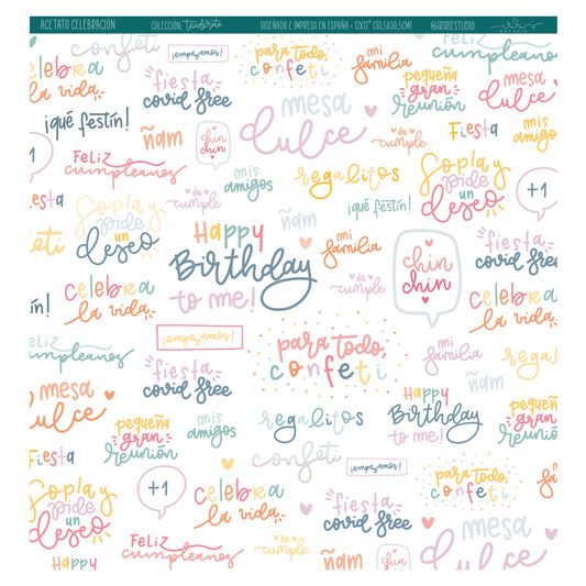 ACETATO CELEBRACIÓN - TENDERETE - REPO BAJO PEDIDO - SCRAPBOOKING