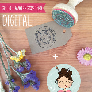 COMBO SCRAPERO DIGITAL PERSONALIZADO: AVATAR + SELLO - SCRAPBOOKING