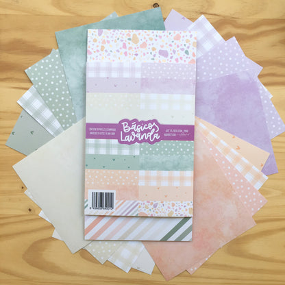 KIT 18 PAPELES BÁSICOS LAVANDA 6X8" - TATITA - SCRAPBOOKING