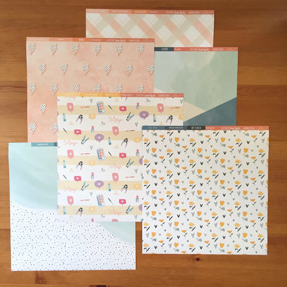 KIT 12 PAPELES SCRAP POWER - 12X12" 1 CARA - SCRAPBOOKING