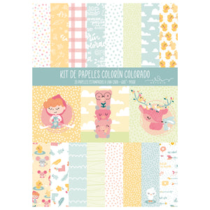 KIT 20 PAPELES COLORÍN COLORADO 6X8" - SCRAPBOOKING
