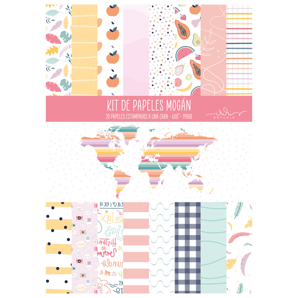 KIT 20 PAPELES MOGÁN 6X8" - SCRAPBOOKING